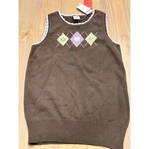 Cc16 NWT new Vintage Gymboree sweater vest Girls L 10 12 brown purple equestrian